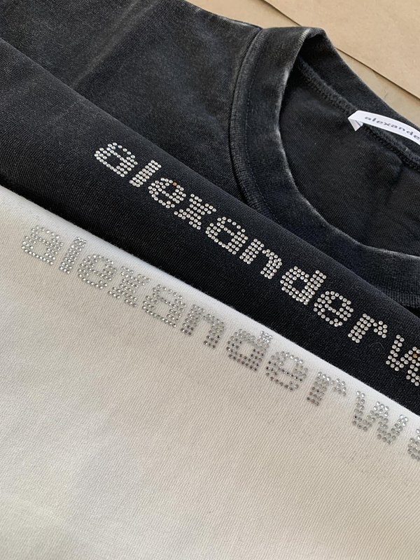 Футболка Alexander Wang Rhinestone Logo And Lip Print "Black/Gray" фото № 6