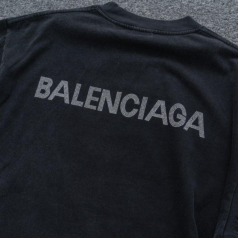 Футболка Balenciaga With Rhinestone Logo On The Back "Black" фото № 6