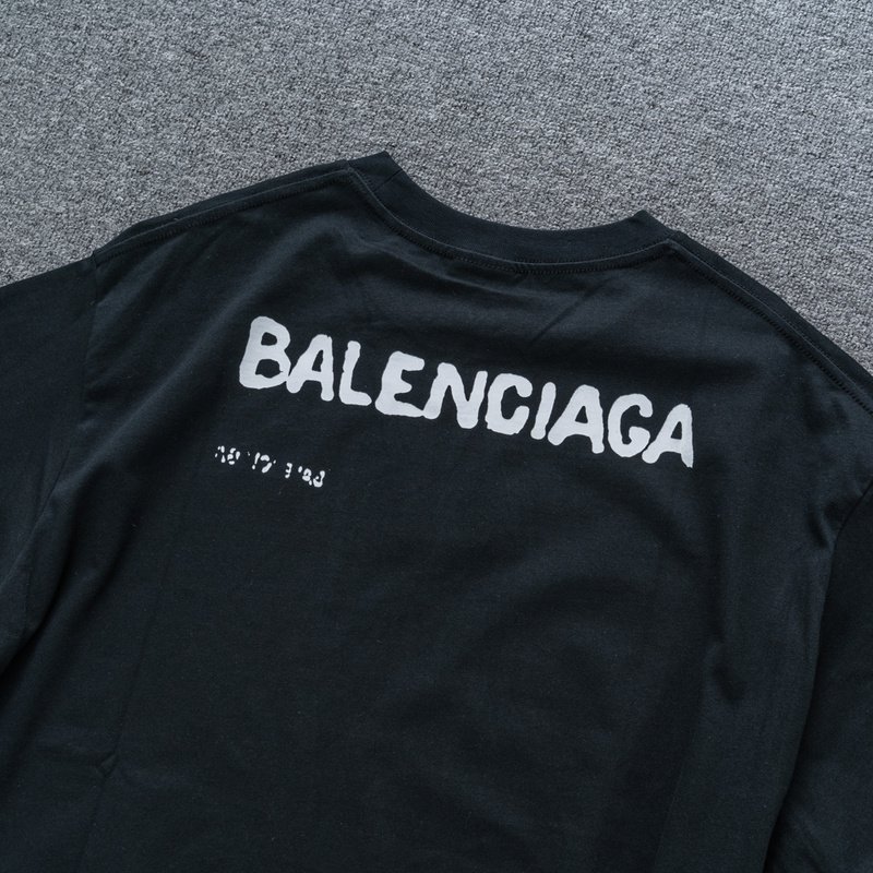 Футболка Balenciaga Logo Imprint "Black" фото № 7