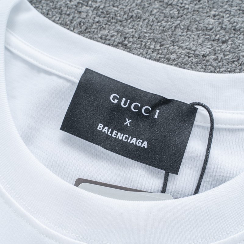 Футболка Balenciaga X Gucci With Stamp "White" фото № 3