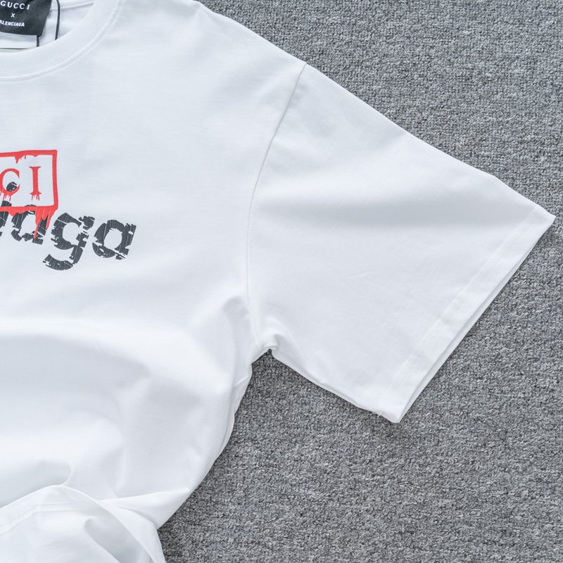 Футболка Balenciaga X Gucci With Stamp "White" фото № 5