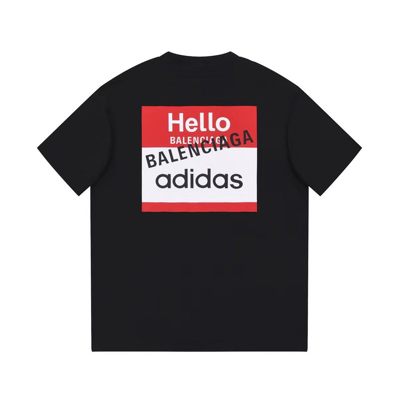 Футболка Balenciaga X Adidas With Logo And Greeting "Black" фото № 9