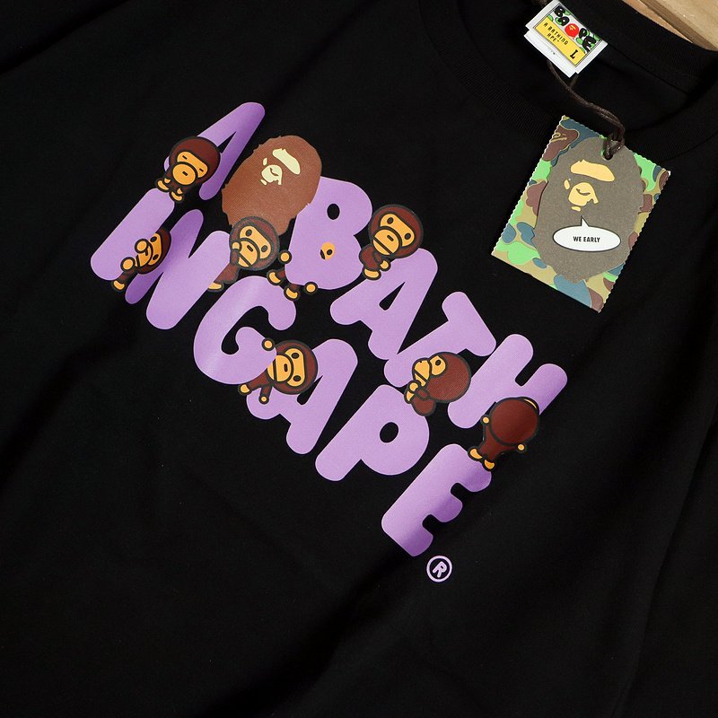 Футболка Bape Inscription A Bath In Cape "Black" фото № 3