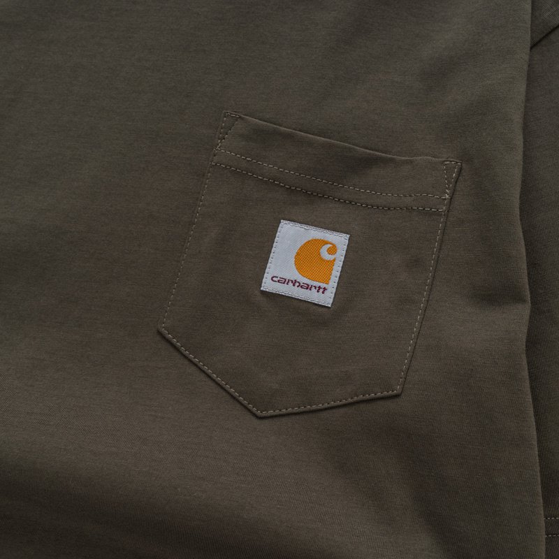 Футболка Carhartt With A Small Logo On The Pocket "Brown" фото № 5