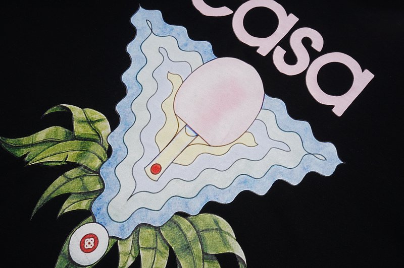 Футболка Casablanca Tennis Racket In Triangle From Waves "Black" фото № 4