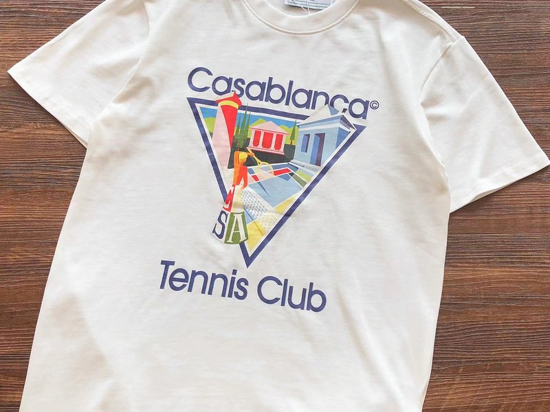 Футболка Casablanca Image Inside Triangle And Inscription Tennis Club "White" фото № 2