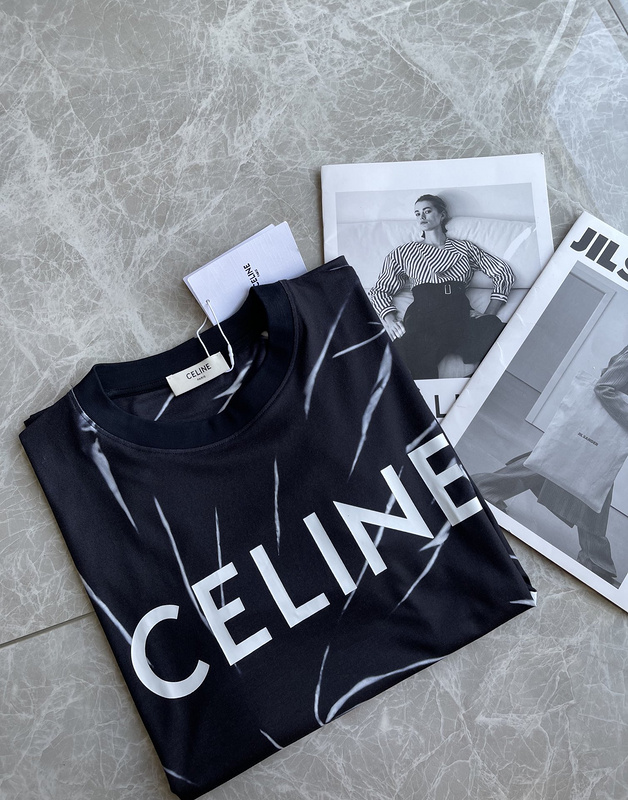 Футболка Celine Uneven Lines "Black" фото № 4