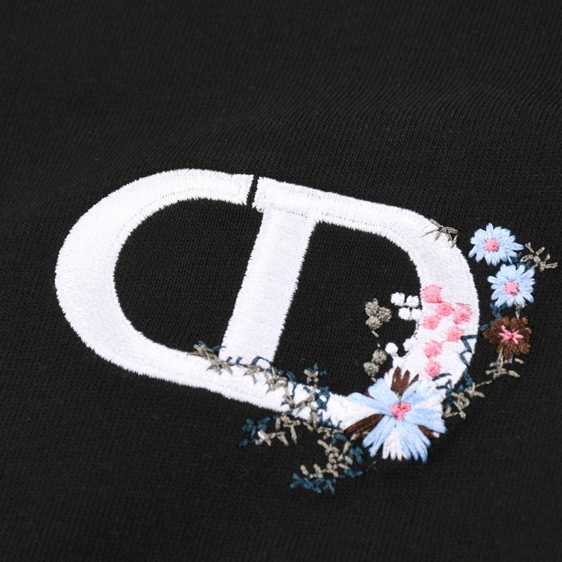 Футболка Christian Dior Flower Logo "Black" фото № 4