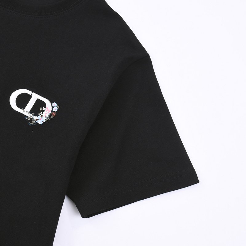 Футболка Christian Dior Flower Logo "Black" фото № 7