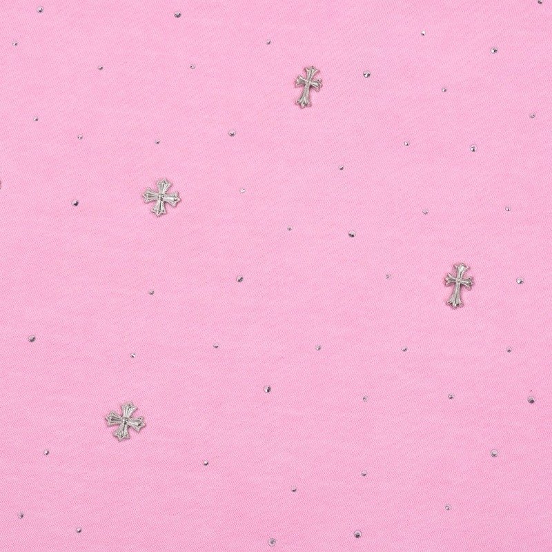 Футболка Chrome Hearts Decorated With Diamonds "Pink" фото № 2