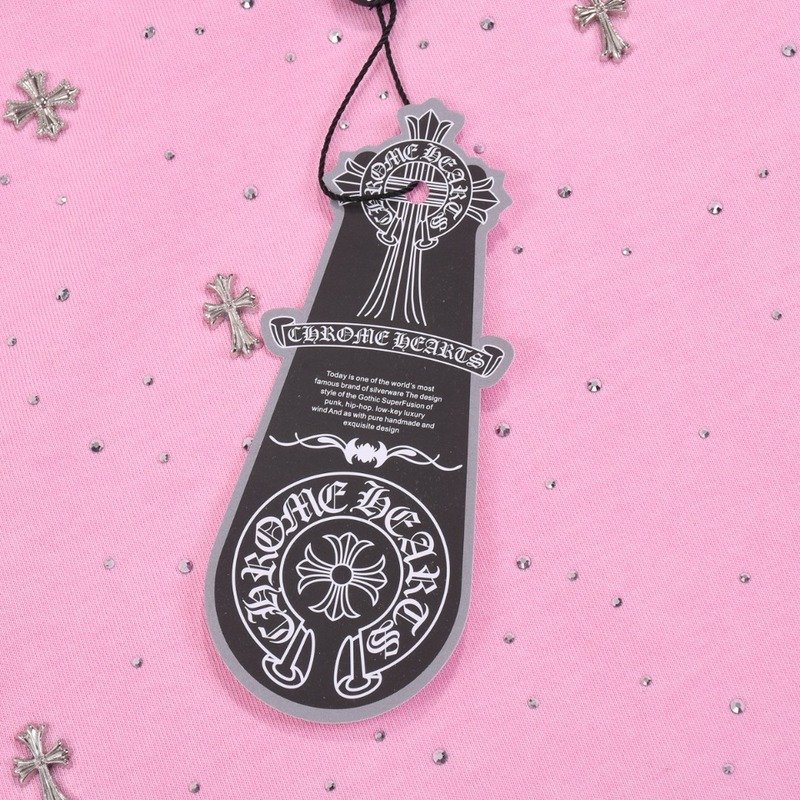 Футболка Chrome Hearts Decorated With Diamonds "Pink" фото № 3