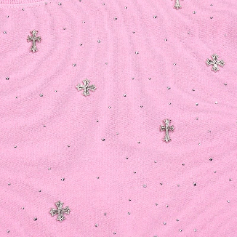 Футболка Chrome Hearts Decorated With Diamonds "Pink" фото № 7