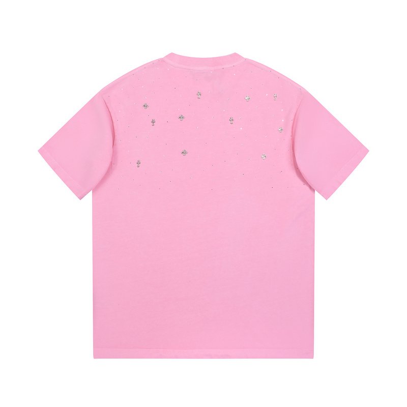 Футболка Chrome Hearts Decorated With Diamonds "Pink" фото № 8