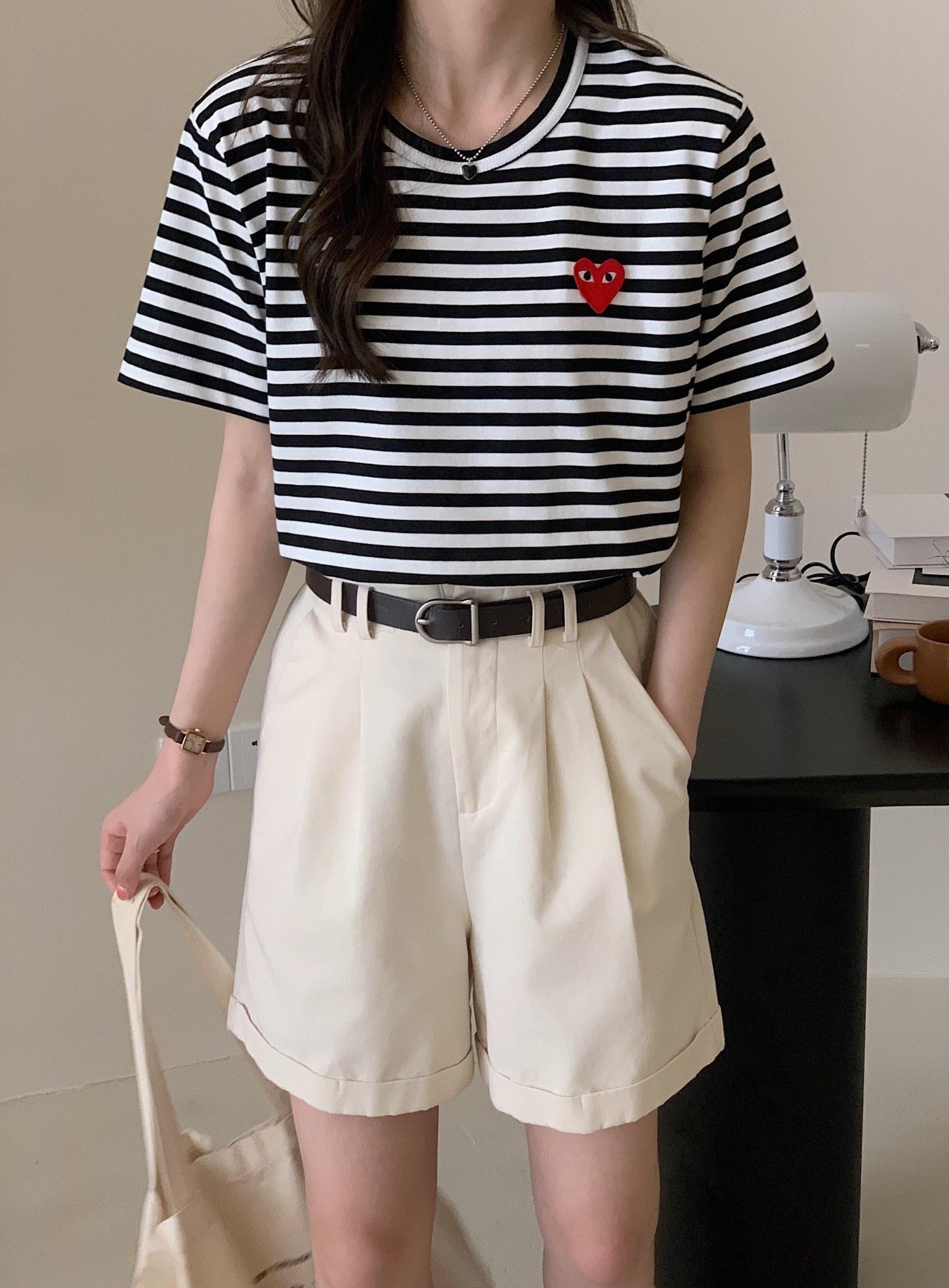 Футболка Comme des Garçons Play Striped Heart Eyes "Black" фото № 2