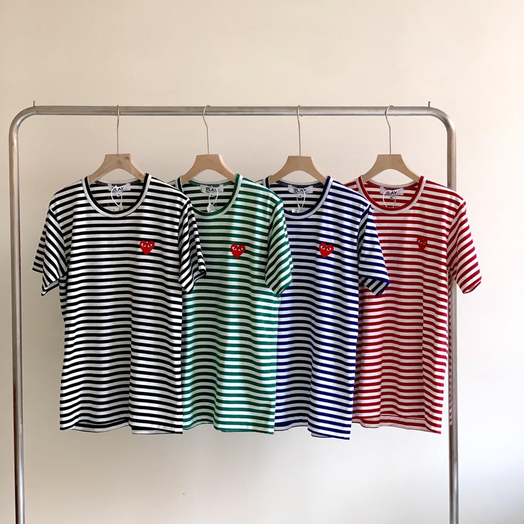 Футболка Comme des Garçons Play Striped Heart Eyes "Red" фото № 5