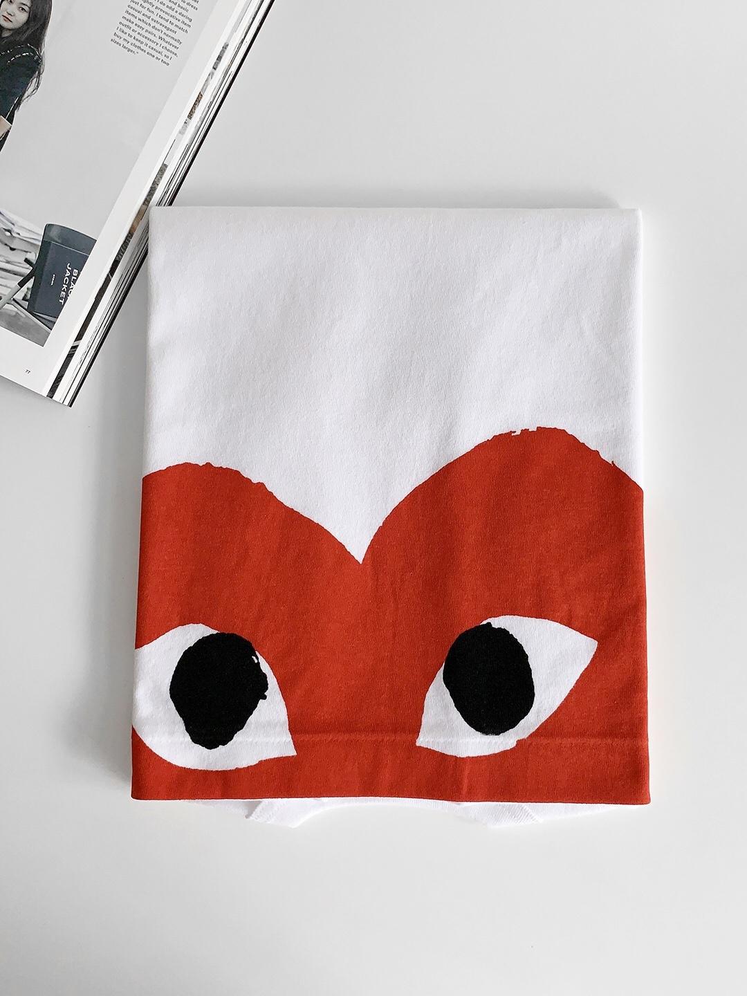 Футболка Comme des Garçons Play Red Heart Eyes "White" фото № 2