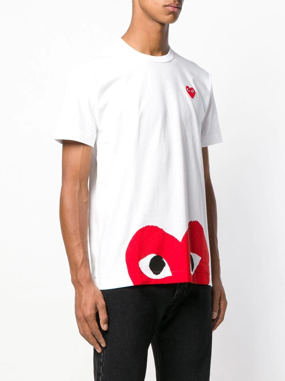 Футболка Comme des Garçons Play Red Heart Eyes "White" фото № 4