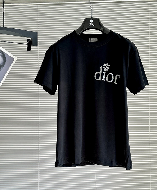 Футболка Dior With A Flower "Black" фото № 3