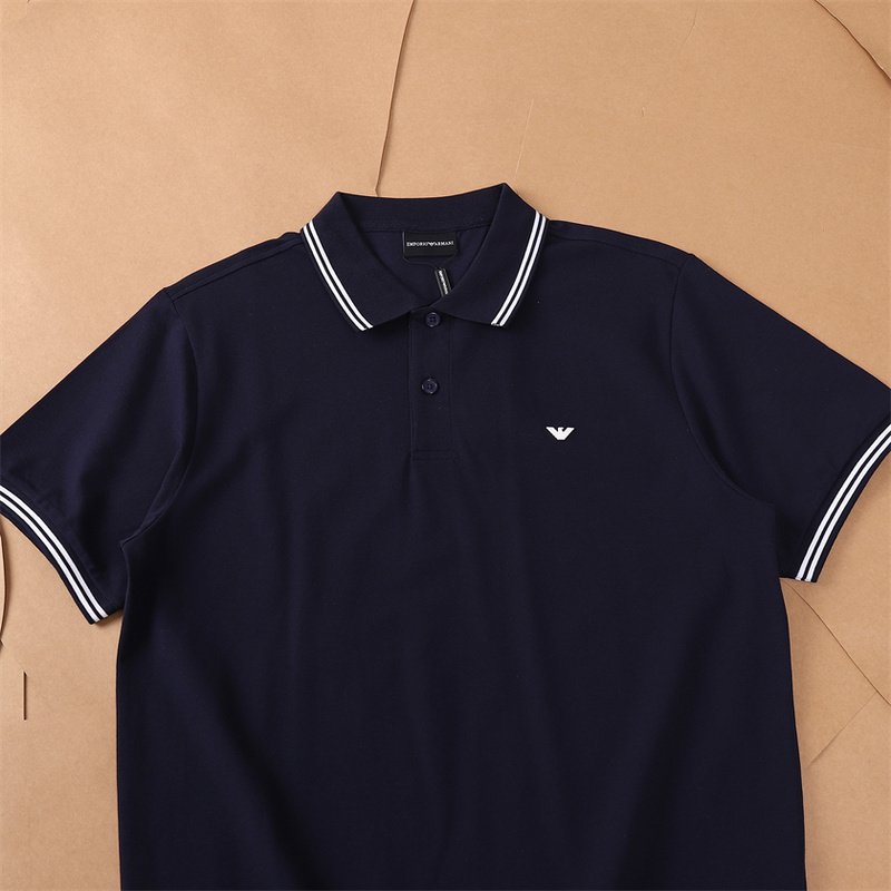 Поло Emporio Armani Edge Decorated By Stripes And Front Small Logo "Blue" фото № 2