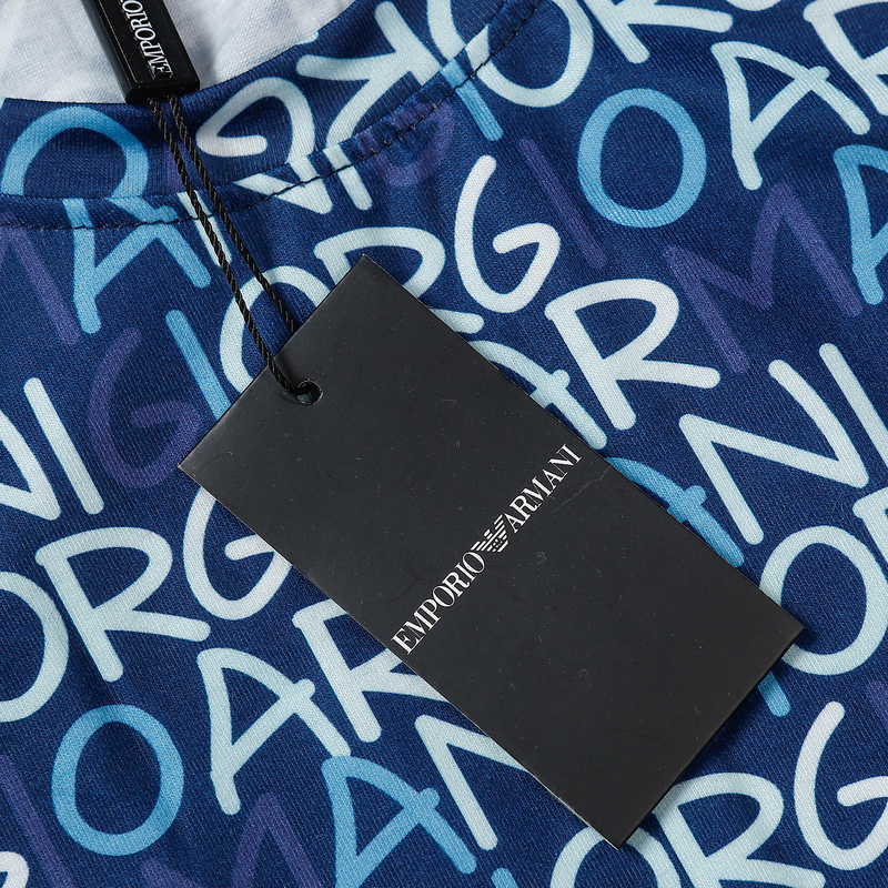 Футболка Emporio Armani With Monogram Print "Blue" фото № 6