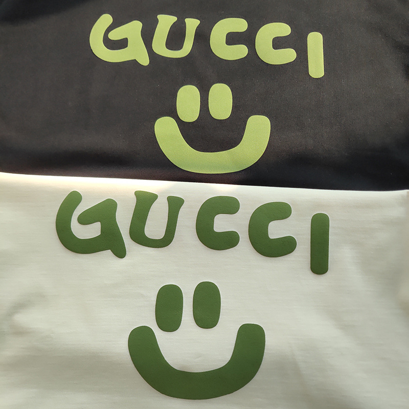 Футболка Gucci With Green Logo And Smile "Black" фото № 3