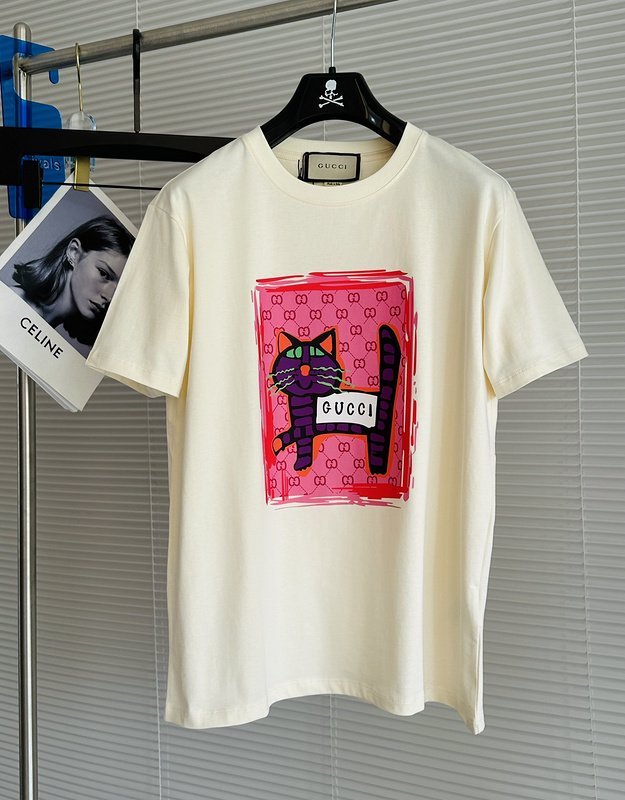 Футболка Gucci Purple Cat "Cream" фото № 3