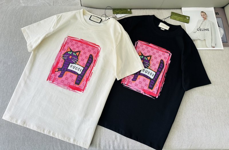 Футболка Gucci Purple Cat "Cream" фото № 6