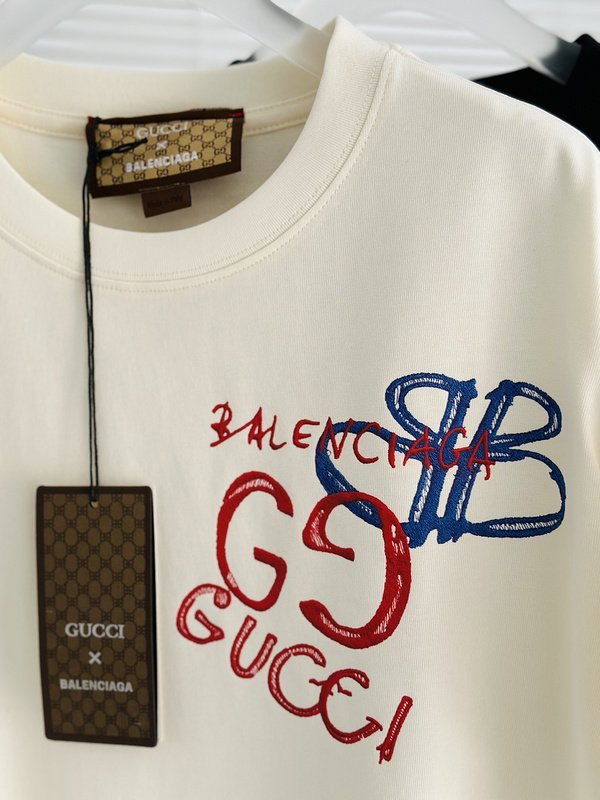 Футболка Gucci X Balenciaga BB And GG Logo "Cream" фото № 3