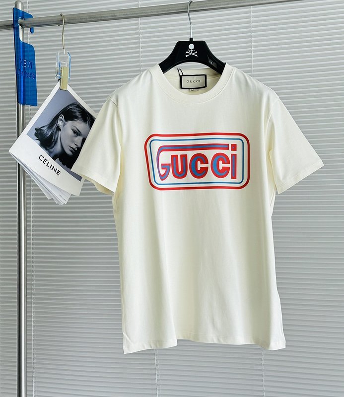Футболка Gucci With Red Blue Logo "Cream" фото № 3