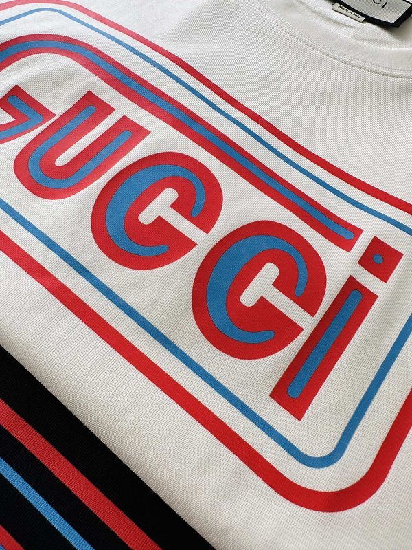 Футболка Gucci With Red Blue Logo "Cream" фото № 5