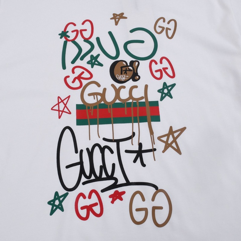 Футболка Gucci Print With Stars And Logo "White" фото № 6