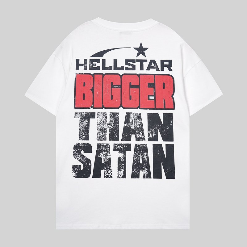 Футболка Hellstar Back Inscription Bigger Than Satan "White" фото № 2
