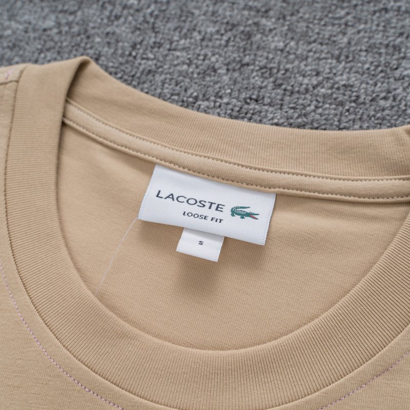 Футболка Lacoste Cotton With Logo Brand "Beige" фото № 2