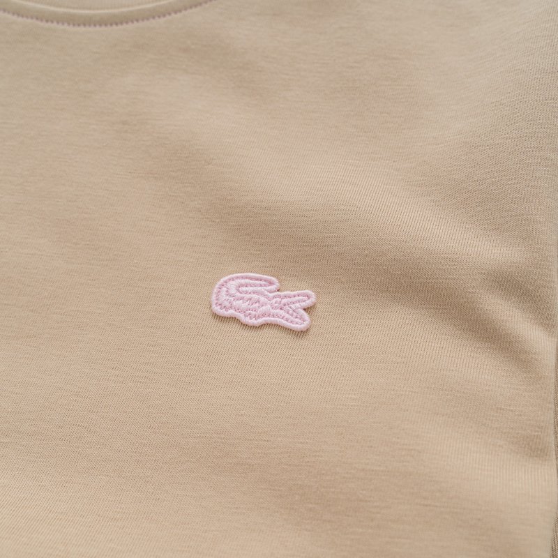 Футболка Lacoste Cotton With Logo Brand "Beige" фото № 4