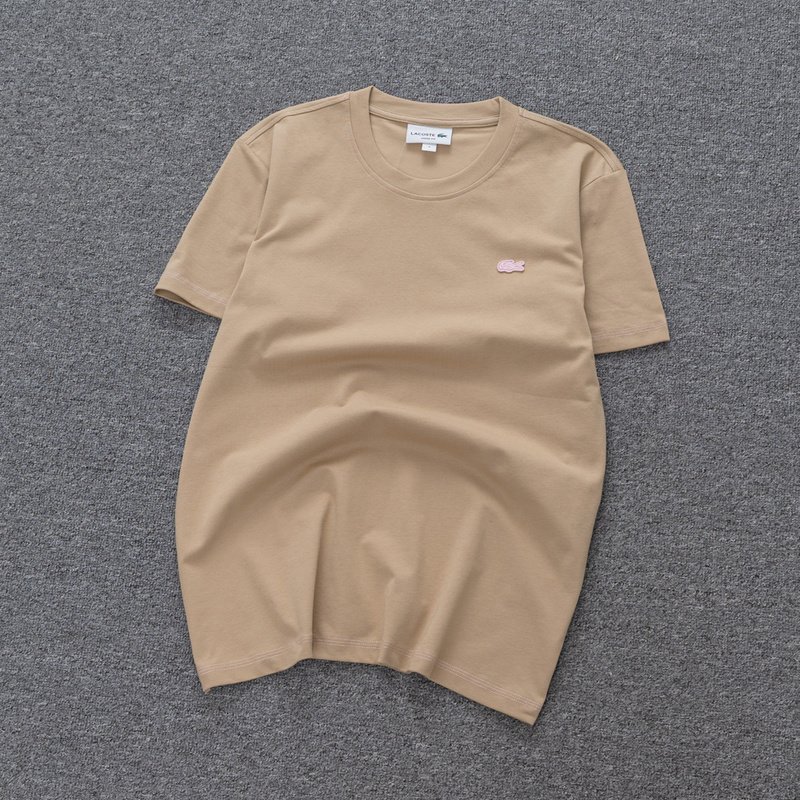 Футболка Lacoste Cotton With Logo Brand "Beige" фото № 5