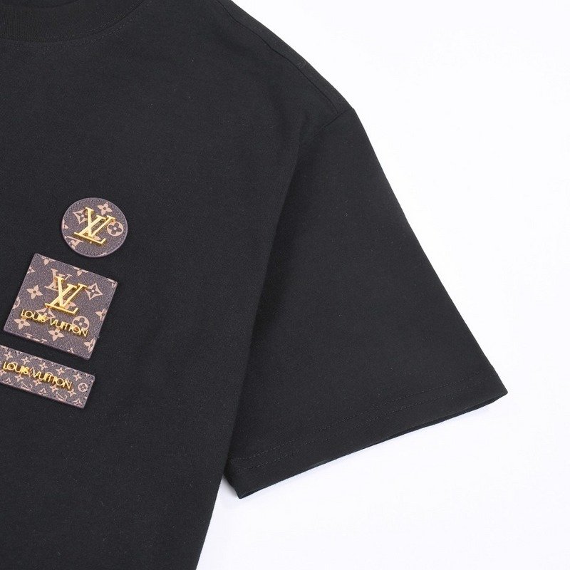 Футболка Louis Vuitton With Three Emblems Brand "Black" фото № 6