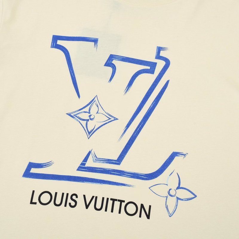 Футболка Louis Vuitton With Blue Graphic Logo "Cream" фото № 6