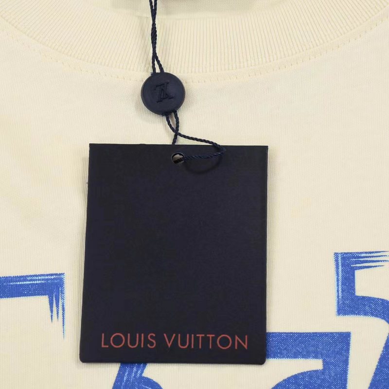 Футболка Louis Vuitton With Blue Graphic Logo "Cream" фото № 5