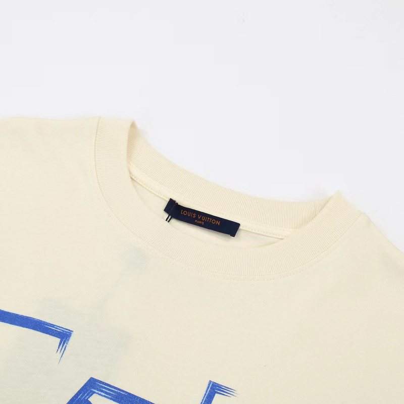 Футболка Louis Vuitton With Blue Graphic Logo "Cream" фото № 3