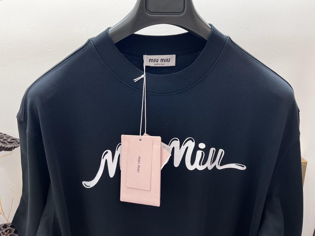 Футболка Miu Miu Frontside Contrast Miu Miu Logotype "Black" фото № 3