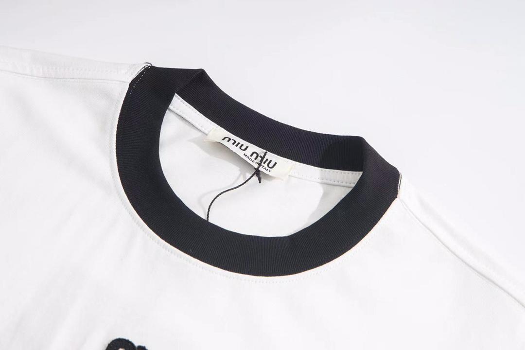 Футболка Miu Miu Multi Striped Edge "White" фото № 3