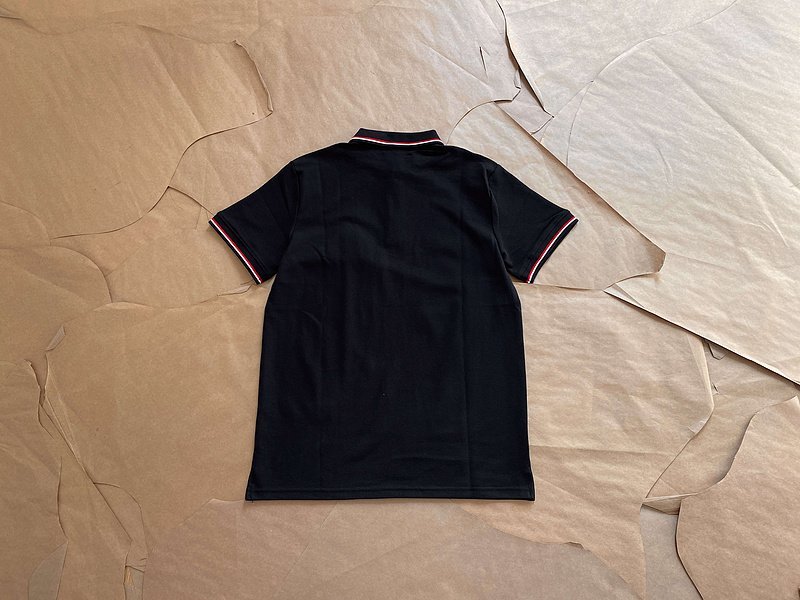 Поло Moncler Edge Decorated By Two Stripes And Small Logo "Black" фото № 2