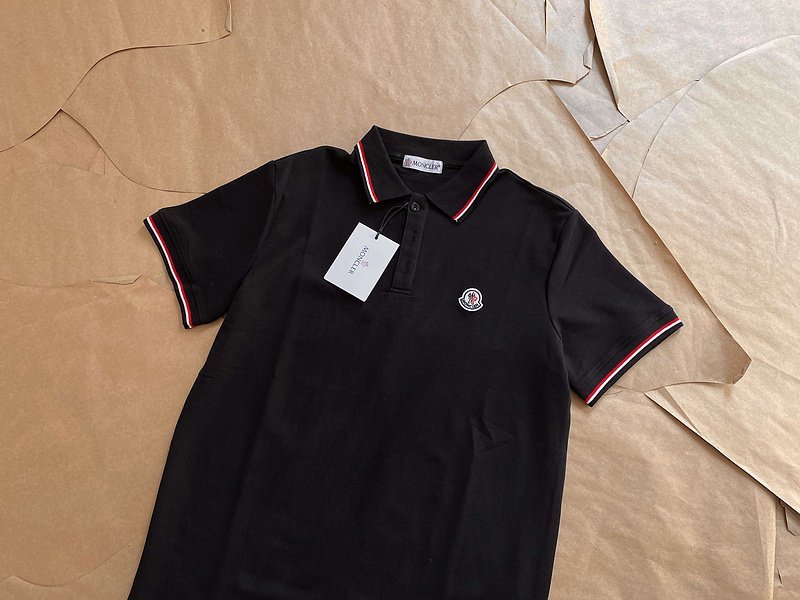 Поло Moncler Edge Decorated By Two Stripes And Small Logo "Black" фото № 8
