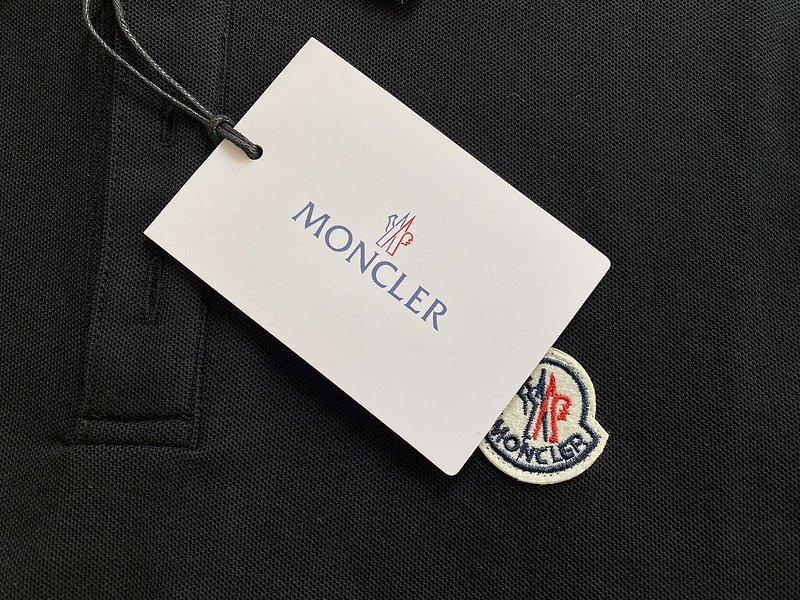 Поло Moncler Edge Decorated By Two Stripes And Small Logo "Black" фото № 5