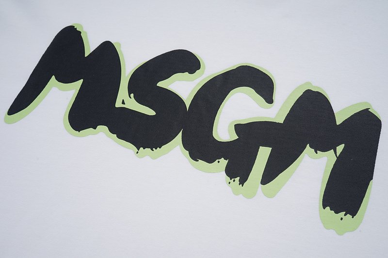 Футболка MSGM Big Front Logo With Green Shadow "White" фото № 3