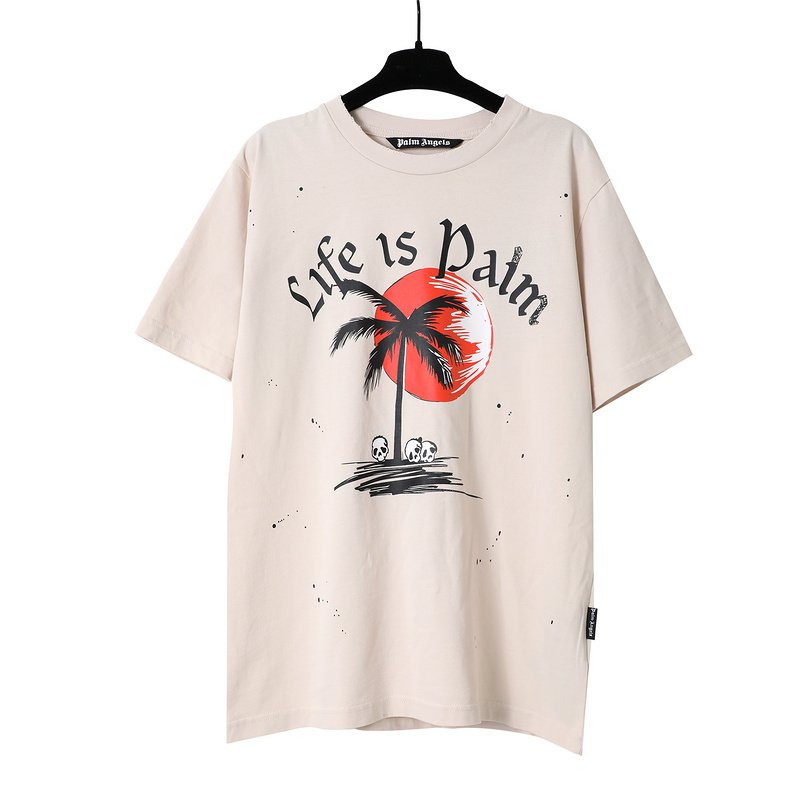 Футболка Palm Angels Life "Cream" фото № 3