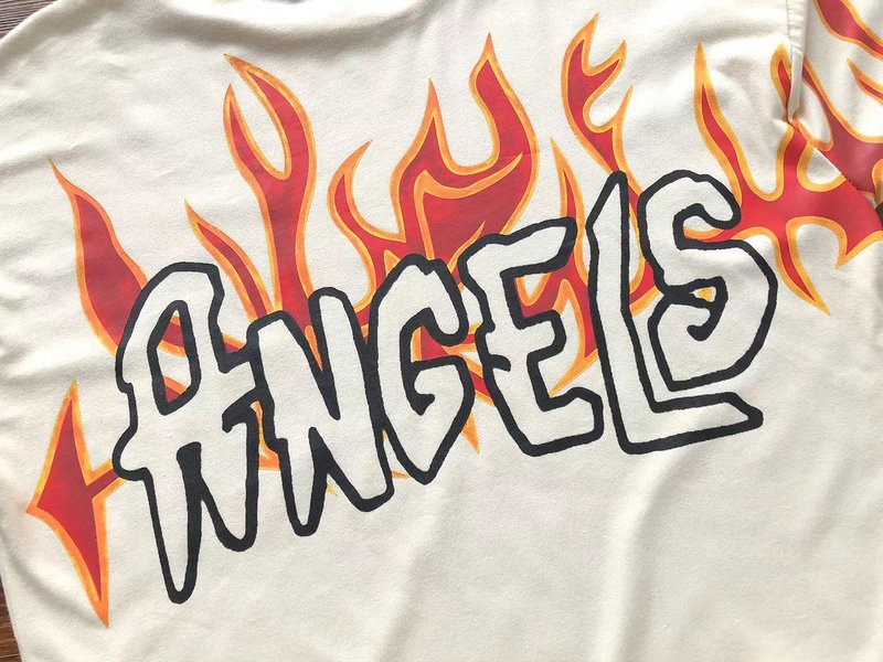 Футболка Palm Angels Flames And Logo Lettering Print "Beige" фото № 8