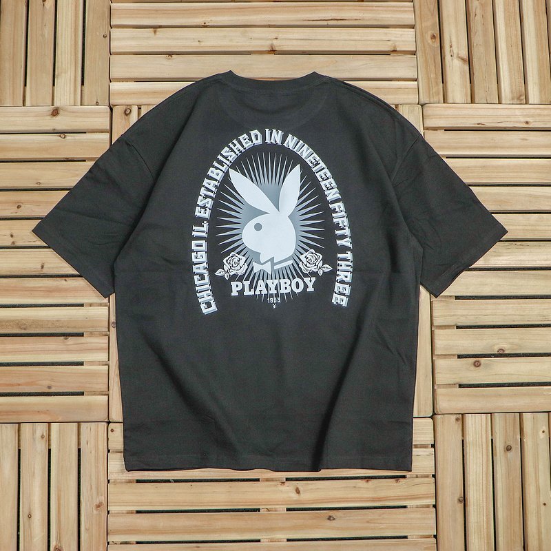 Футболка Playboy Small Logo With Roses "Black" фото № 2