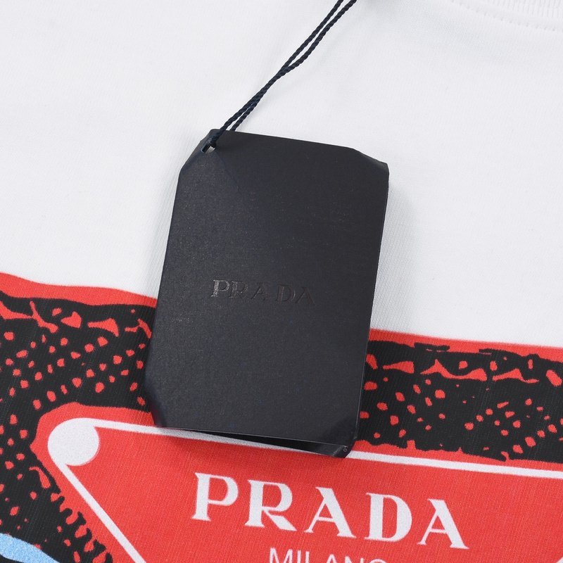 Футболка Prada With Multi Color Logo Pattern "White" фото № 8