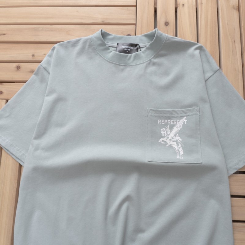 Футболка Represent Front Pocket And Flying Horse "Gray" фото № 2